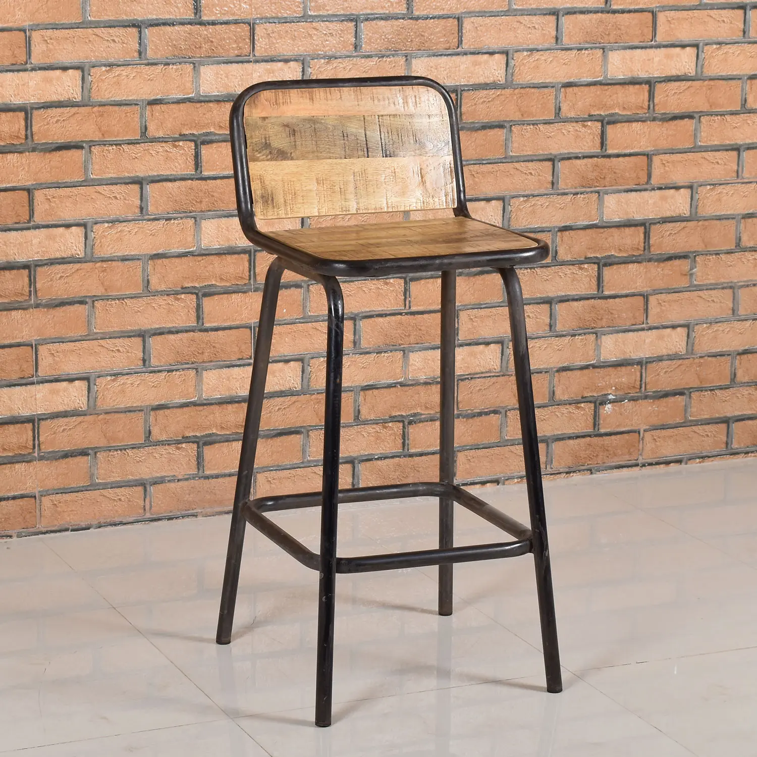 Iron Bar Stool with Wooden Seat - popular handicrafts